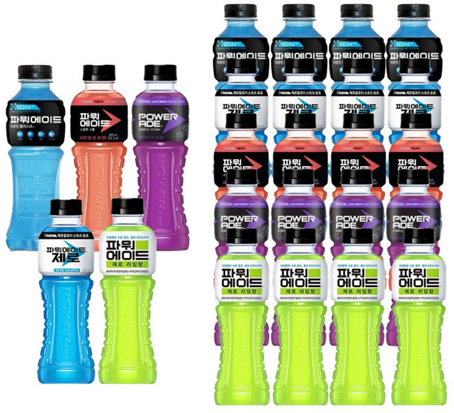 [드링킹] 파워에이드 600ml 5종 혼합 마운틴+퍼플+스칼렛+제로+라임 x 4개씩 (총20개), 20개