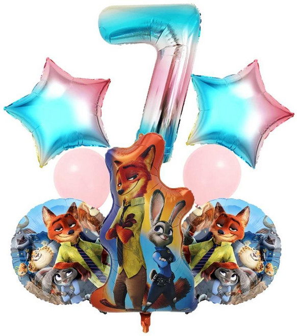 주토피아 호일 숫자 풍선 애니메이션 영화 주디 토끼 생일 파티 장식 샤워, 1개, 색상: 24. D7 / 풍선 크기: A. 1pack