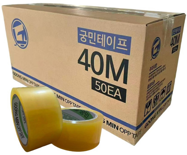 궁민 opp 박스 테이프 경포장 투명 포장용 40m, 50개