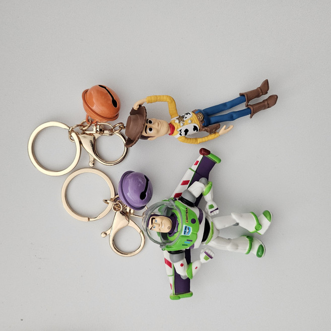Agme 토이스토리 피규어 키링 열쇠고리 가방고리, 1개, 우디+버즈