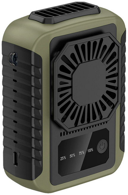 6000mAh 腰掛/頸掛兩用風扇, 軍綠, 5000mAh