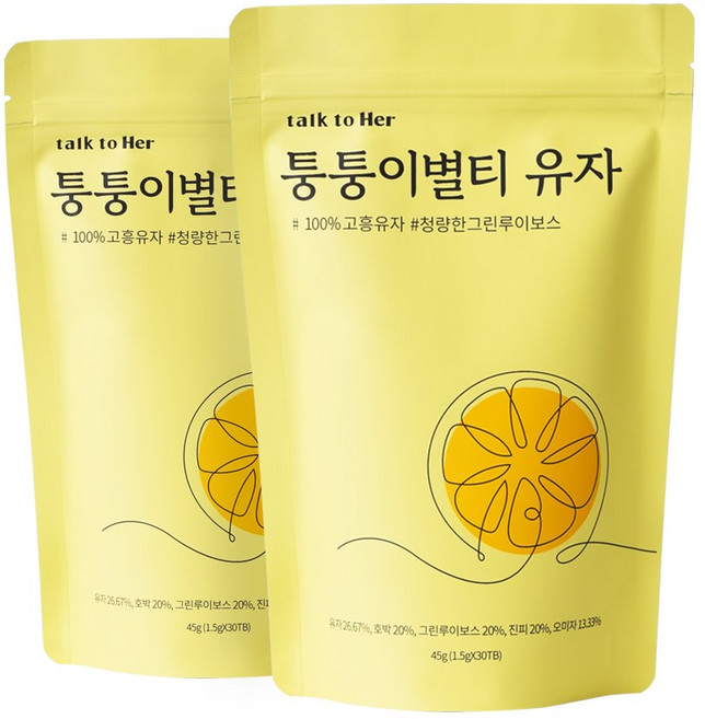 톡투허 퉁퉁이별 유자티, 1.5g, 30개입, 2개