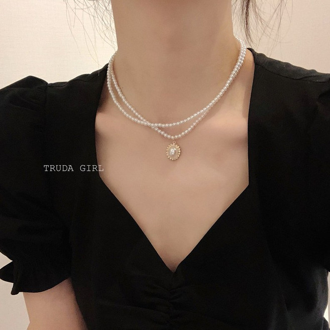 《杜達女孩》復古低調珍珠項鍊 氣質鎖骨鍊 時尚飾品女
