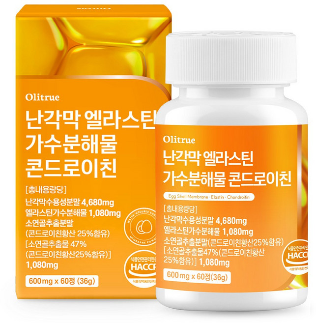 올리트루 난각막 엘라스틴 가수분해물 콘드로이친, 1개, 60정