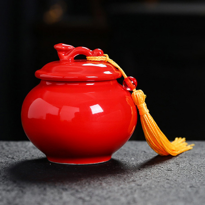 온리움 현관 장식용 단지 재물운 붉은 구슬 미니 항아리 라운드, 06 레드