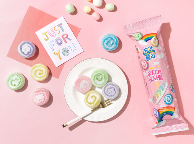 마카롱 닮은 슈가롤리 무지개 솜사탕, 12g, 30개