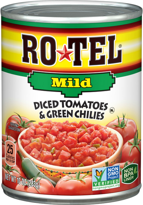 Rotel 다이스드 토마토 앤 그린 칠리 통조림 마일드, 283g, 1개