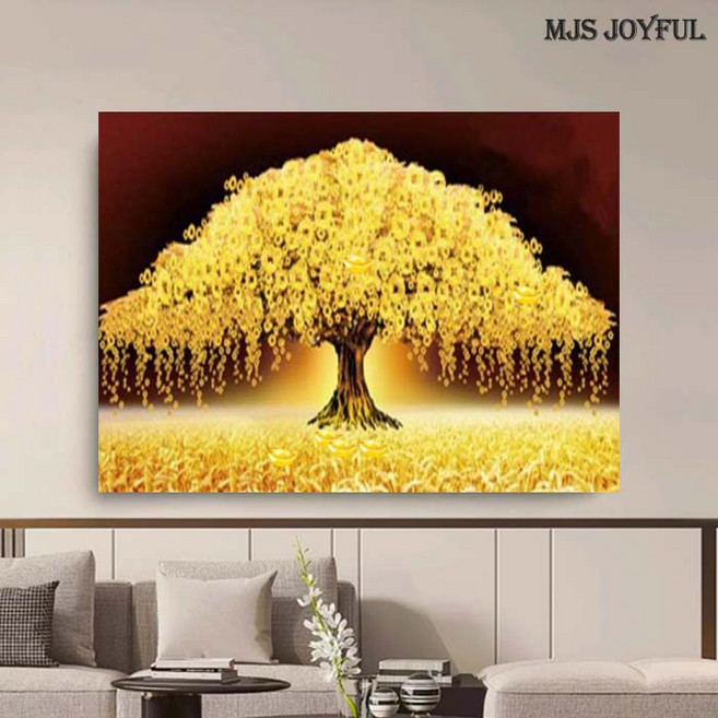 엠제이에스 명화그리기 50x40cm (캔버스형) DIY 유화 세트, KK33 황금나무 -1