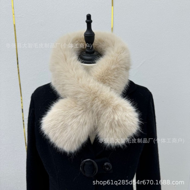 仿狐狸毛圍巾 保暖加厚雙面毛絨冬季圍脖 加寬經典款時尚毛毛領