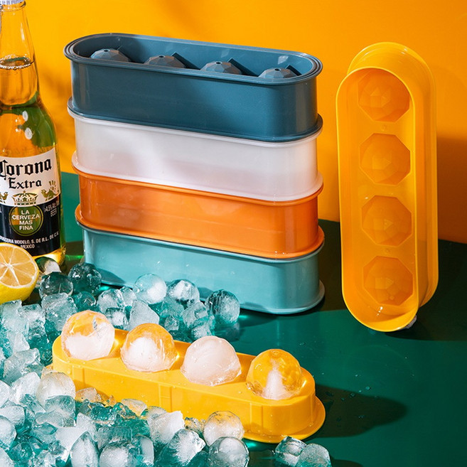 DAONE 빅 아이스볼 4구 구슬 얼음틀 대형 왕얼음 4P세트, 그린4P, 1세트