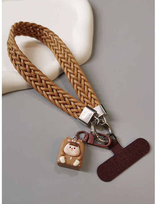 BULA불라 핸드폰 꽈배기 스트랩 든든한 핸드폰 줄, 1개, 브라운