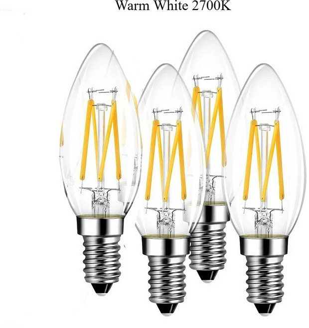 촛불 전구 캔들 필라멘트 Melery E14 LED 촛대 4W 램프 교체 2700K 웜/콜드 화이트 매트 400lm 앤티크 모양 6 개, [02] Warm White 2700K, [02] 8W