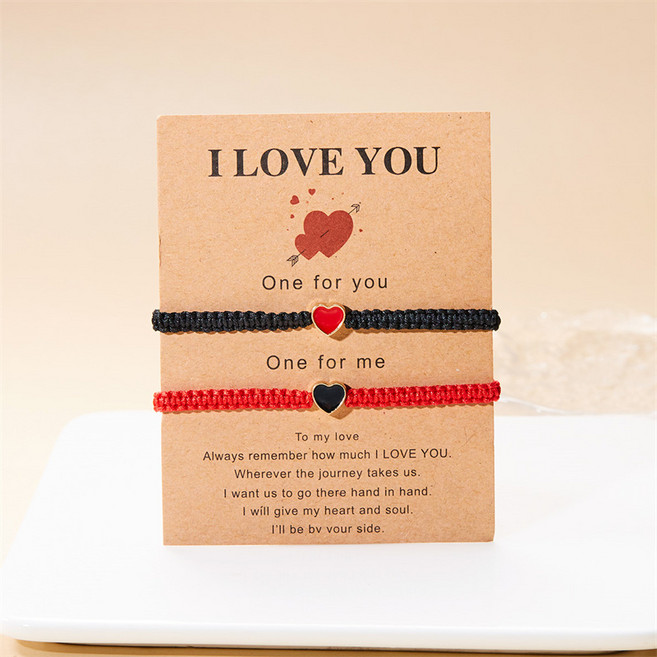 1+1예즌 커플매듭팔찌 하트팔찌 남성여성공용끈팔찌 예쁜우정팔찌 2개GSL0335