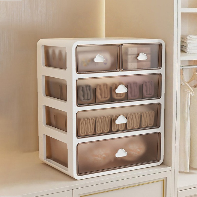 Arsjuo 속옷 수납함 양말 일체형 구름 서랍 정리함, 1개, 베이지