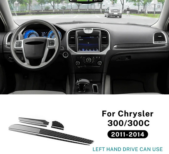 크라이슬러 300C 실제 연질 카본 11-14 조수석 스티커 트림 호환, For LHD 블랙 Carbon
