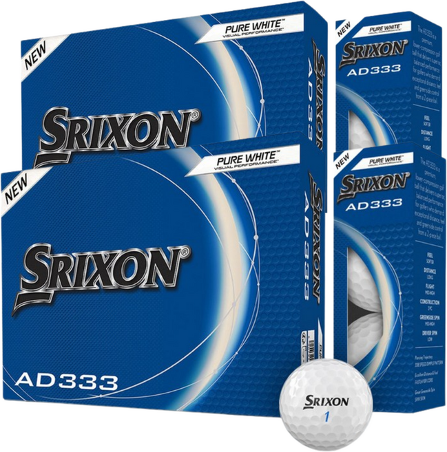 던롭 스릭슨 뉴 AD333 2피스 비거리 골프공 저압축 고탄도 장타 골프볼, 2박스
