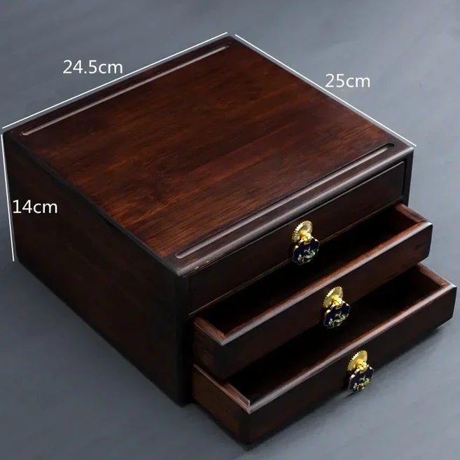 대나무 차 상자 다층 서랍형 수납 정리함 케이크 트레이 컨테이너 캐디, 03 3 layer