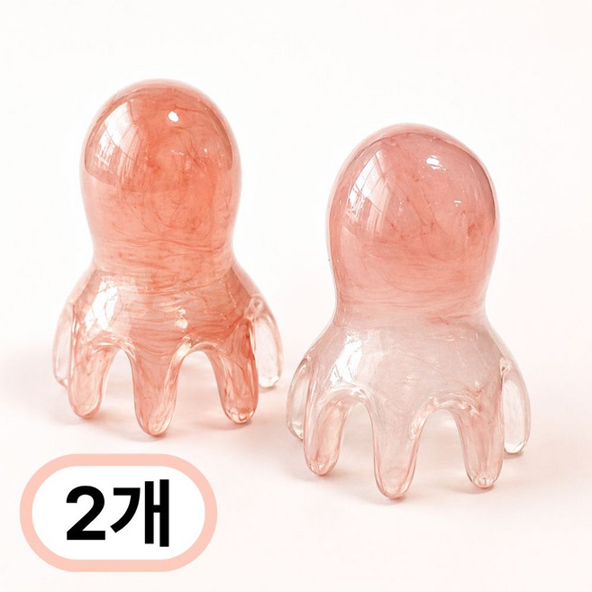 생활해랑 문어 괄사 두피 머리 승모근 지압 마사지, 로즈 마블, 2개