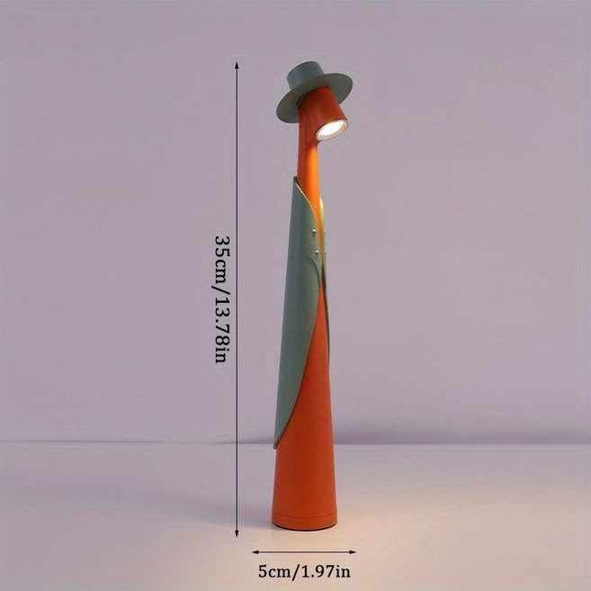 모자모양 테이블램프 미니멀리스트 장식조명 효과 연출 USB충전식 터치 컨트롤 3가지 색온도, 딥 그레이