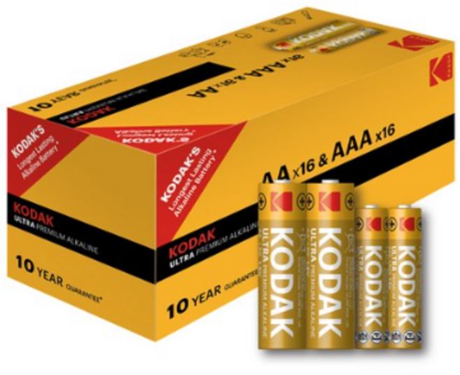 코닥 ULTRA PREMIUM 알카라인 건전지 AA 16p + AAA 16p 세트, 32개입, 1세트