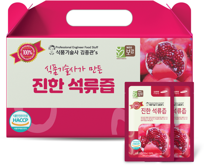 네오보감 식품기술사 김종관's 100% 진한 석류즙, 80ml, 30개