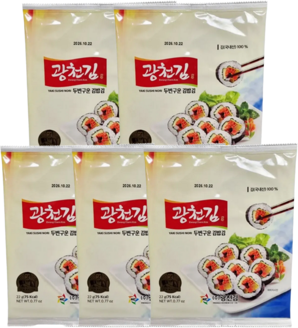 광천김 소문난 두번 구운 김밥김, 10개, 22g
