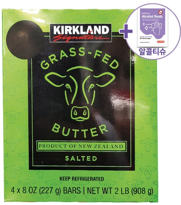 코스트코 커클랜드 목초사육 가염버터 227G X 4EA [아이스박스] + 더메이런알콜티슈 - 쿠팡