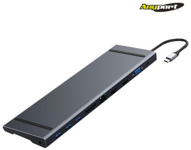 애니포트 11포트 C타입 맥북 삼성 덱스 미러링 멀티포트 USB 허브 도킹스테이션 AP-TC111HDL, 1개, 혼합색상