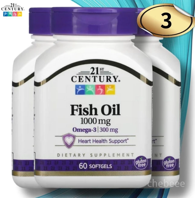 21st Century 21세기 센트리 피쉬 오일 1 000mg 소프트젤 60정 3병 EPA DHA 오메가3 포화지방 불포화지방 함유, 3개 - 쿠팡