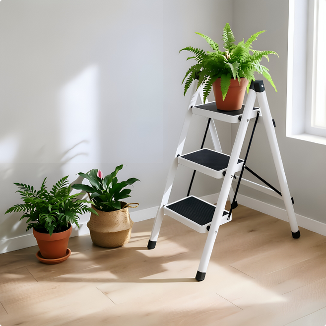 가정용 사다리 3단 접이식 미끄럼방지 안전 발판 튼튼한 실내 다용도 사다리, 1개
