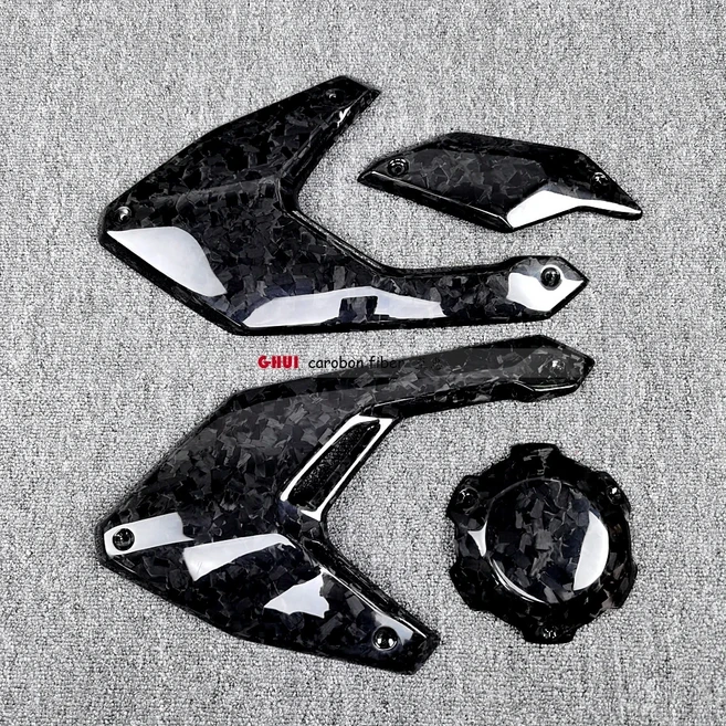 혼다 XADV 750 2021-2024 실제 단조 탄소 섬유 오토바이 페어링 키트 광택 수정 액세서리, 06 Engine Cover