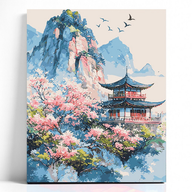 벨리어 DIY명화그리기 유화 세트 40 x 50cm, 1개, 벚꽃궁궐