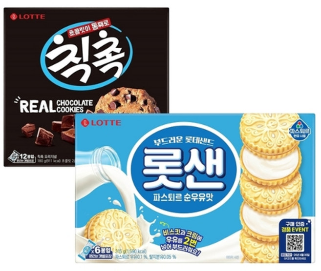 롯샌 파스퇴르 순우유맛 315g x1개+칙촉 180g x1개