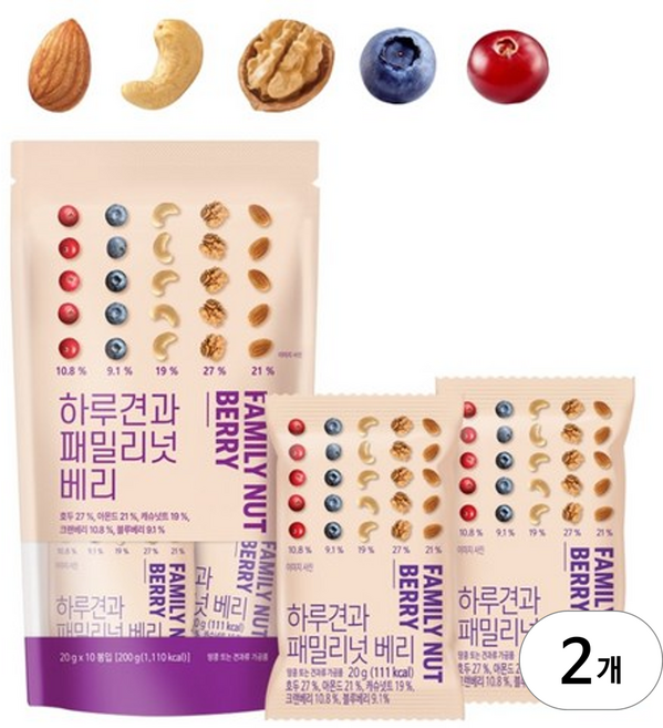 하루견과 패밀리넛 10p, 200g, 2개
