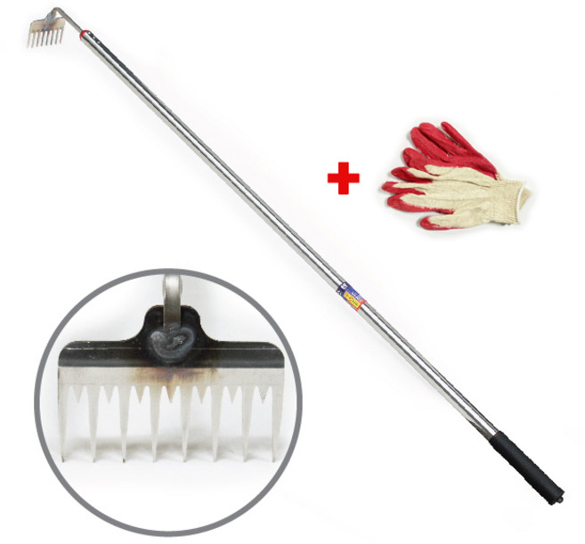 뿌리호미 장대(장호미 서서 잡초 뿌리 풀뽑기 잔뿌리 제거 제초 갈퀴 호미 괭이), 1개