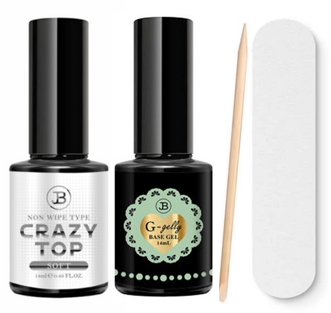 그라시아 진비 지젤리 베이스젤+소프트탑젤+우드스틱화일세트, 투명, 1개, 14ml