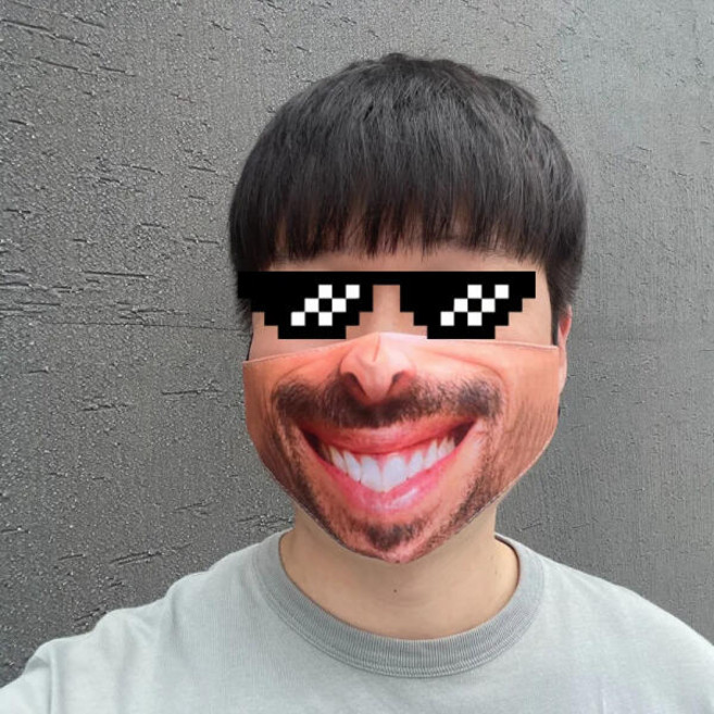 아트박스/느낌상점 아저씨 안면 마스크 가리개 얼굴 쓸데없는 웃긴 선물, 상세페이지 참조, 1개