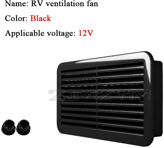 캐러밴 환기 팬 12V/24V 측면 에어 벤트 RV 냉각 방수 듀얼 창 무음, 02 12V Black