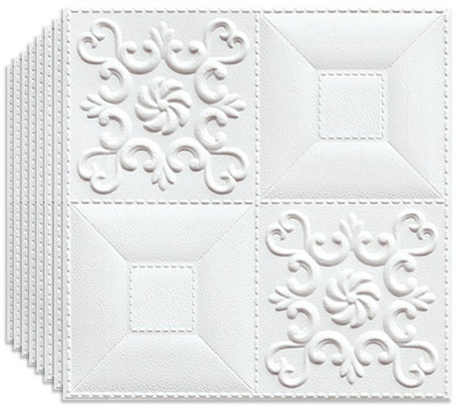 풀바른벽지 셀프 도배 접착식 폼 단열 벽지 작은 조각 3d 입체벽지 35*38.5/35*35cm, 화이트 35*35cm, 두께 3mm [5 개], 1개