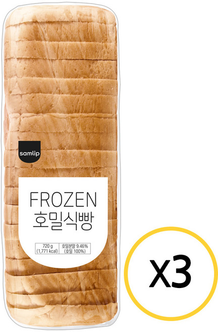 삼립 호밀식빵 720g 냉동, 3개