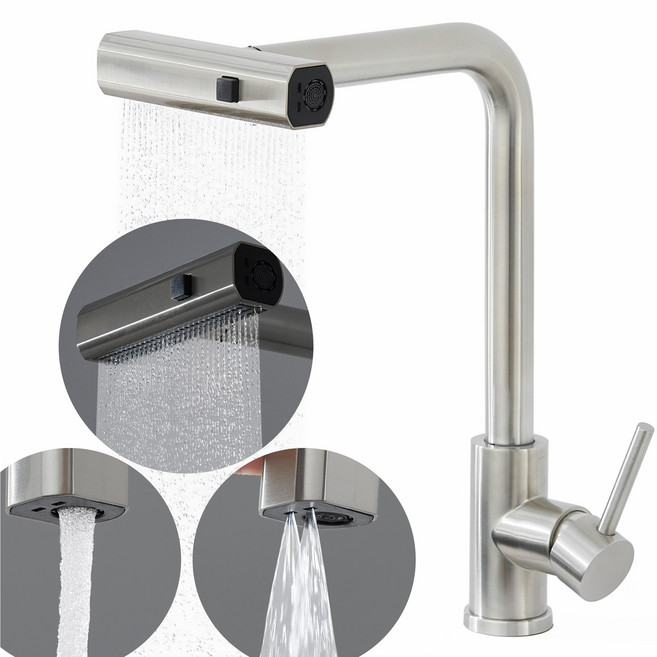 준앤코 3WAY 와이드 폭포수 싱크대 수전 KF302, 1개