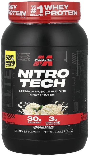 머슬테크 MuscleTech Nitro-Tech 유청 단백질 바닐라 크림 907g 1개 - 쿠팡