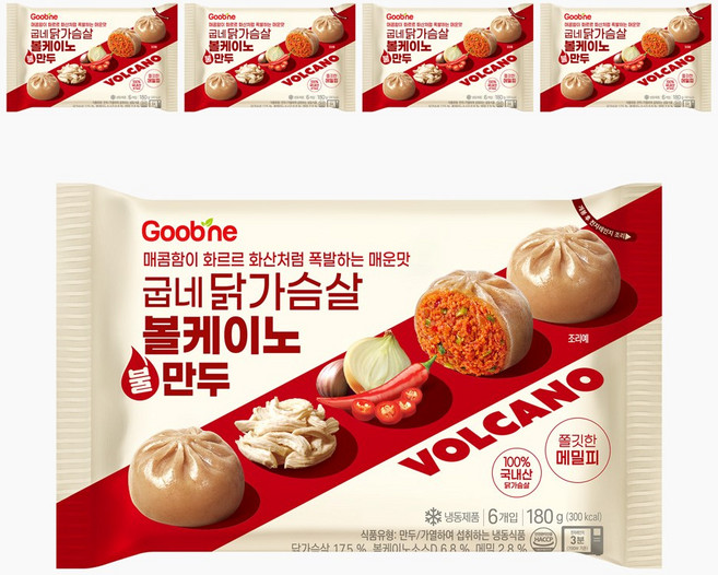 굽네 닭가슴살 볼케이노 불만두, 5개, 180g