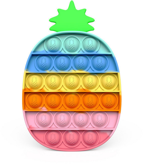 [로앤제이] 팝잇 푸쉬팝 푸시팝 뽁뽁이 스트레스 해소 파스텔 파인애플 (각인), 1개