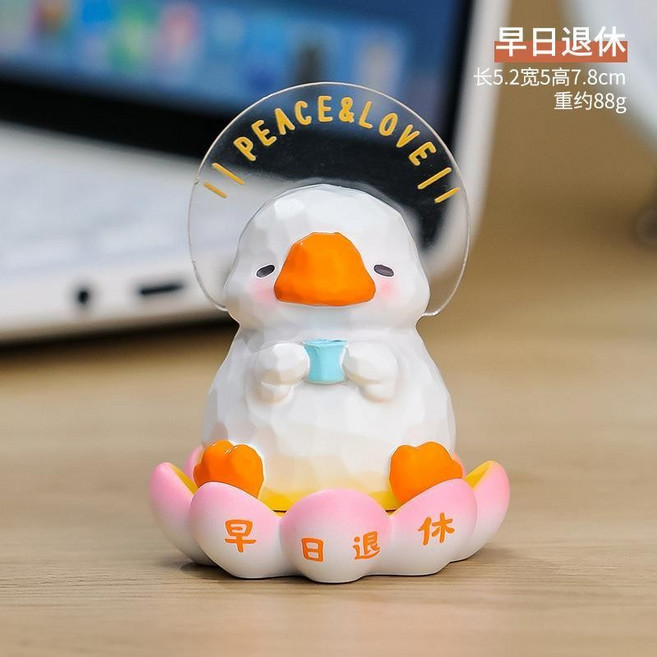 新款招財貓財富小木魚 情緒穩定可愛佛係禮物解壓擺件辦公室藝術 喜氣蓮蓮, 喜氣蓮蓮 早日退休