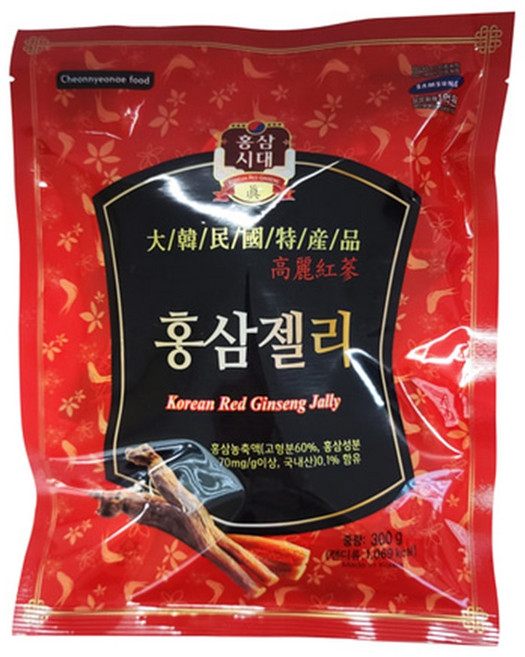 홍삼 농축액 제리 300gx4개 낱개포장 젤리 식당 입가심 후식 부모님 어르신 어린이 선물, 4개, 300g