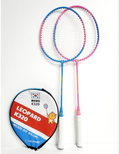 가성비 예쁜 배드민턴채 레오파드 배드민턴 라켓세트(2개입) 입문용 K320 K520, 1세트, 배드민턴라켓 K320