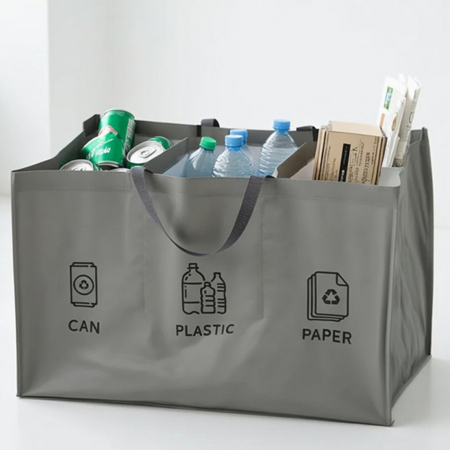 잇쏠 재활용 일체형 분리수거함 3단, grey