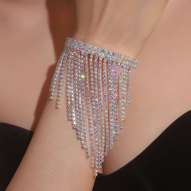파티 무대의상 실버 드롭 큐빅 여성 패션 팔찌 J2431