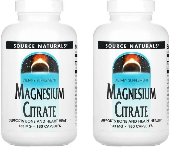 소스 내추럴스 마그네슘 시트레이트 133mg 캡슐, 180정, 2개 - 쿠팡